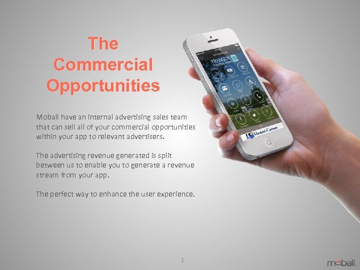 The Commercial Opportunities Moball have an internal advertising sales team that can sell all