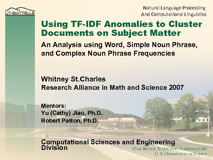 Natural Language Processing And Computational Linguistics Using TF-IDF Anomalies to Cluster Documents on Subject