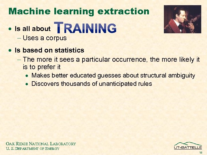 Machine learning extraction · Is all about - Uses a corpus · Is based
