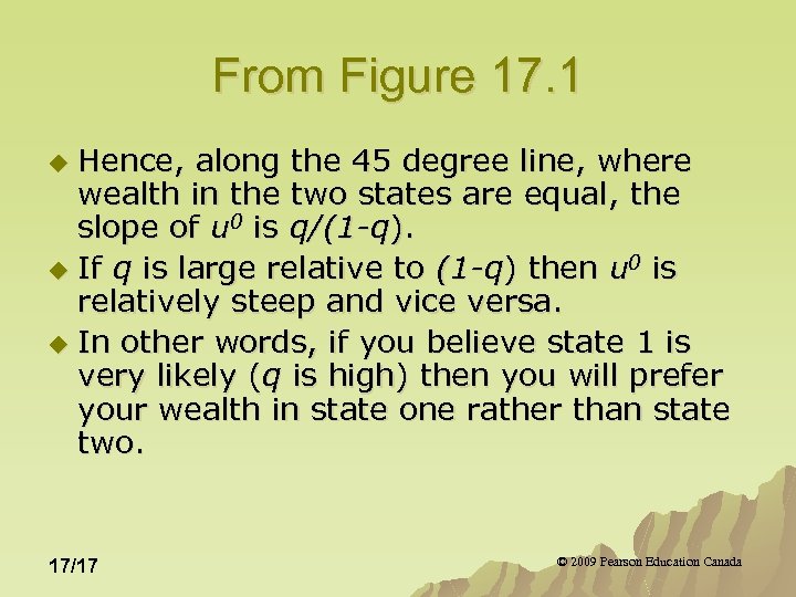 From Figure 17. 1 Hence, along the 45 degree line, where wealth in the