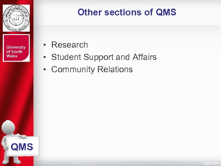 Other sections of QMS • Research • Student Support and Affairs • Community Relations
