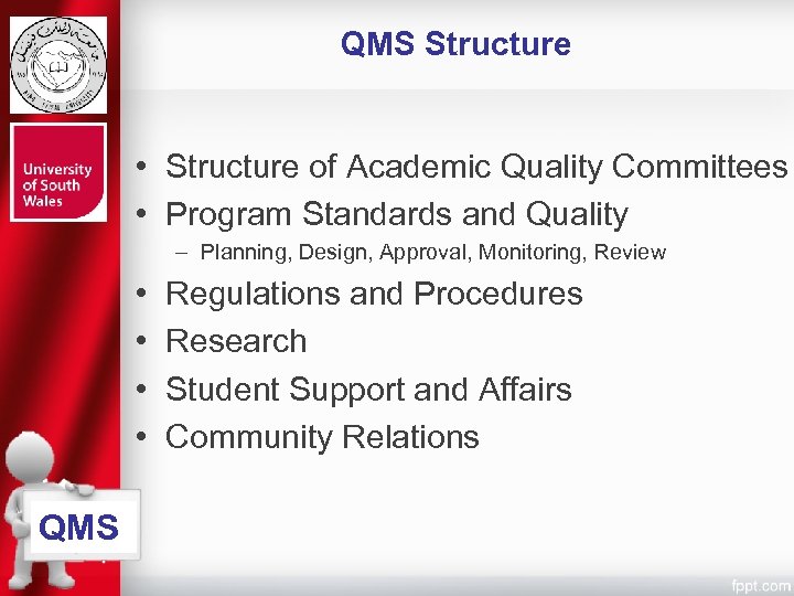 QMS Structure • Structure of Academic Quality Committees • Program Standards and Quality –