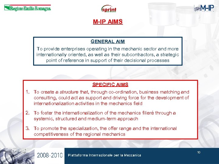 M-IP AIMS GENERAL AIM To provide enterprises operating in the mechanic sector and more
