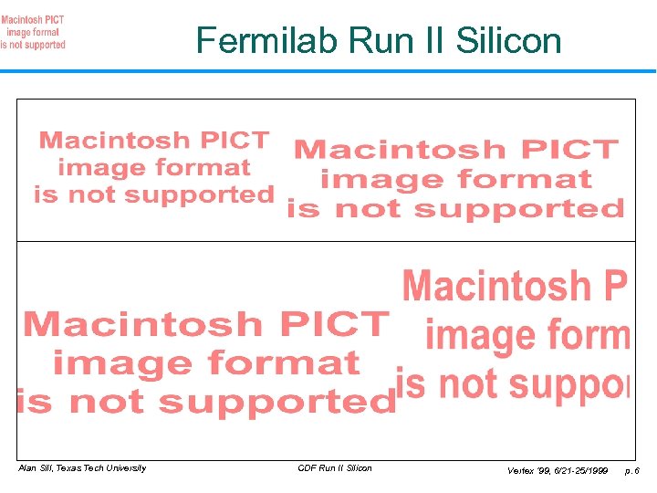 Fermilab Run II Silicon Alan Sill, Texas Tech University CDF Run II Silicon Vertex