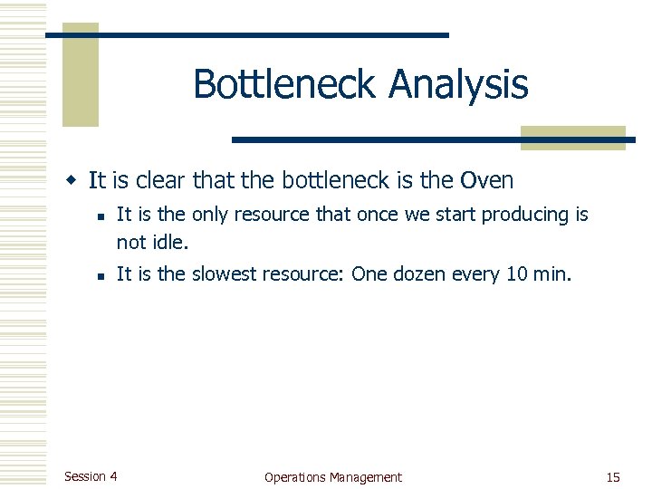 Bottleneck Analysis w It is clear that the bottleneck is the Oven n n