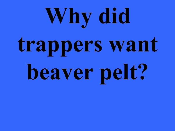 Why did trappers want beaver pelt? 