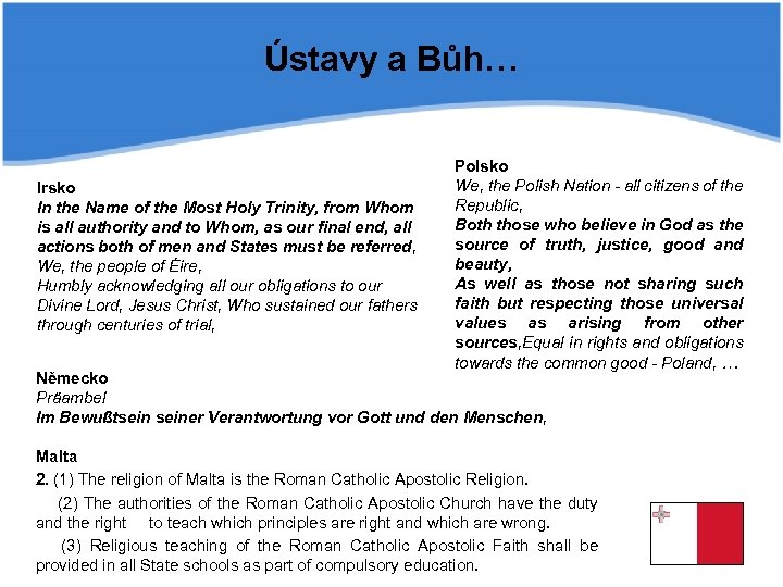 Ústavy a Bůh… Irsko In the Name of the Most Holy Trinity, from Whom