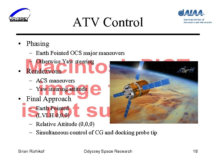 ATV Control • Phasing – Earth Pointed OCS major maneuvers – Otherwise Yaw steering