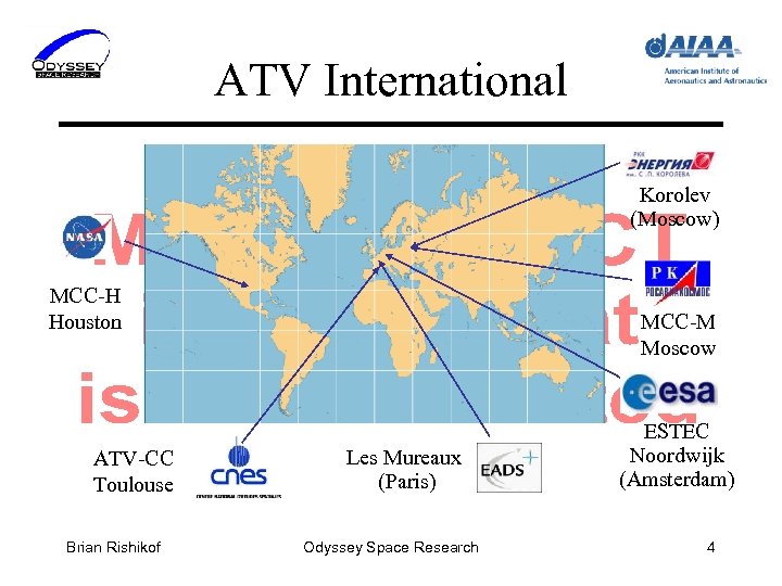 ATV International Korolev (Moscow) MCC-H Houston ATV-CC Toulouse Brian Rishikof MCC-M Moscow Les Mureaux
