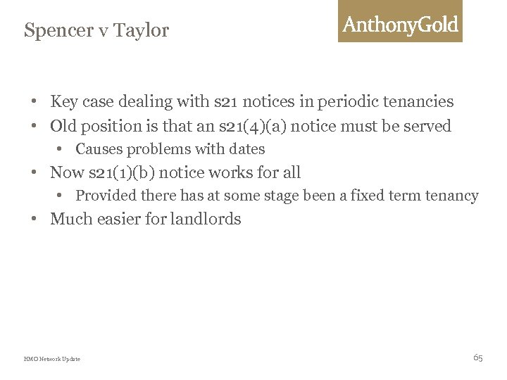 Spencer v Taylor • Key case dealing with s 21 notices in periodic tenancies