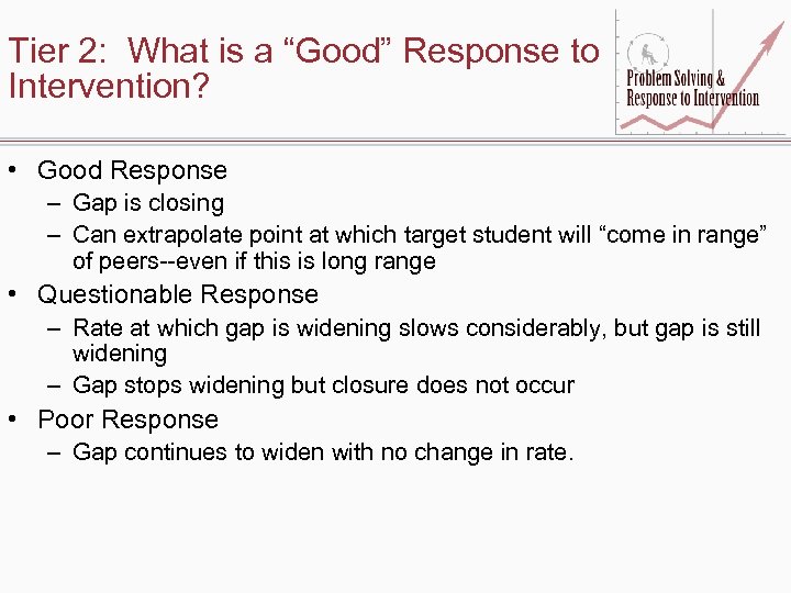 Tier 2: What is a “Good” Response to Intervention? • Good Response – Gap