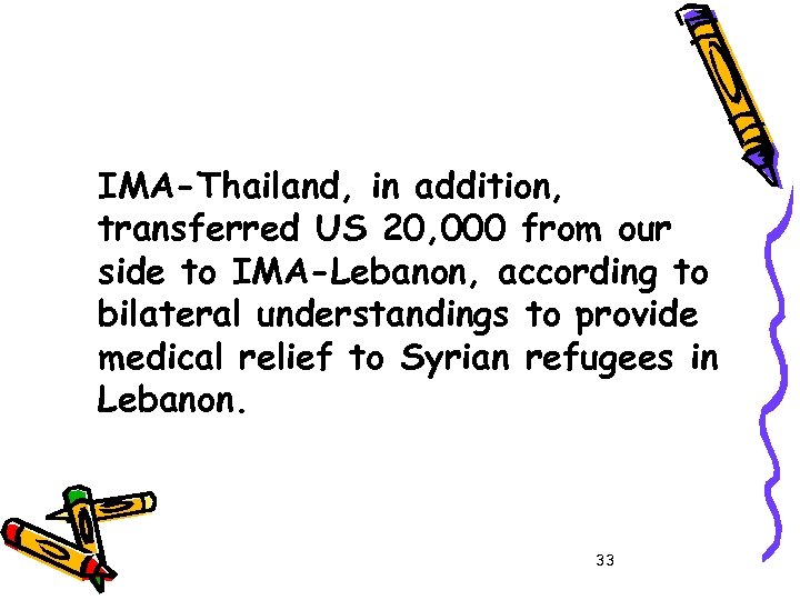 IMA-Thailand, in addition, transferred US 20, 000 from our side to IMA-Lebanon, according to