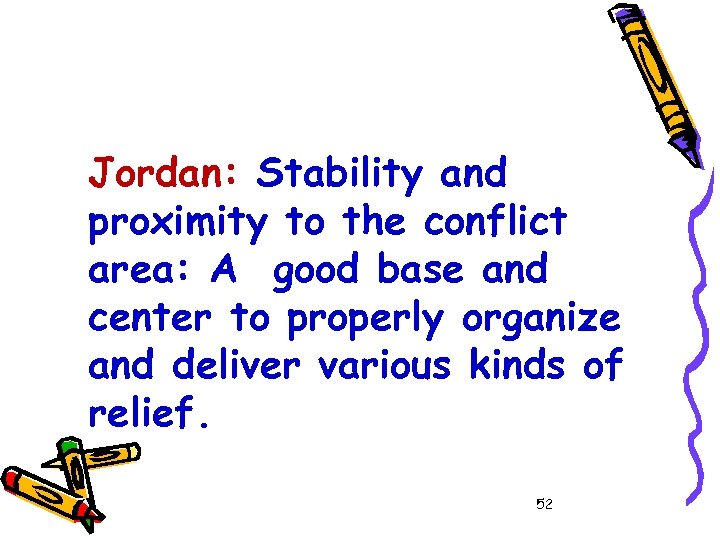 Jordan: Stability and proximity to the conflict area: A good base and center to
