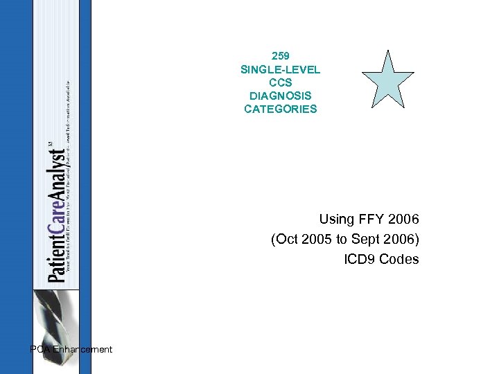259 SINGLE-LEVEL CCS DIAGNOSIS CATEGORIES Using FFY 2006 (Oct 2005 to Sept 2006) ICD