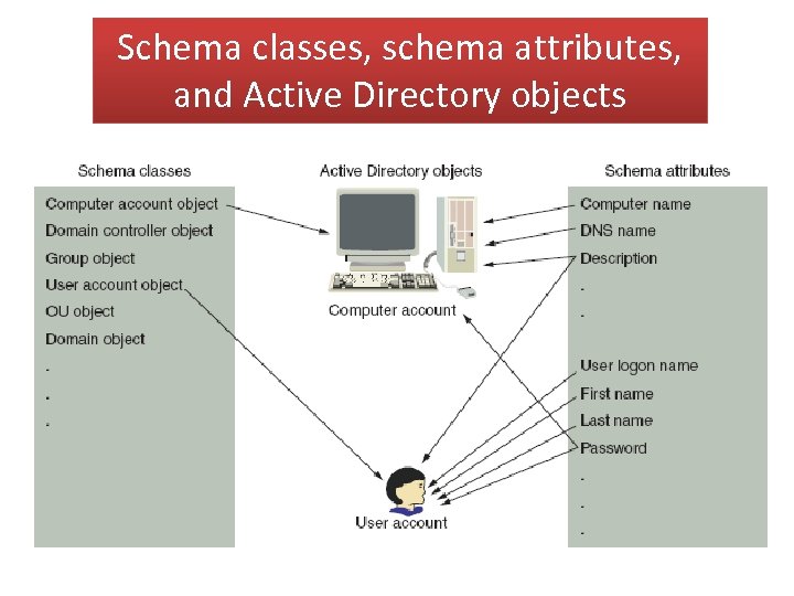 Schema classes, schema attributes, and Active Directory objects 