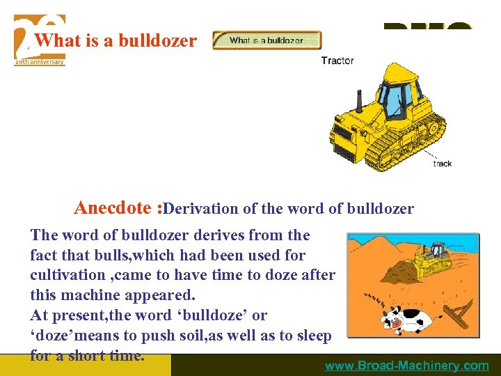 BMC What is a bulldozer Anecdote : Derivation of the word of bulldozer The
