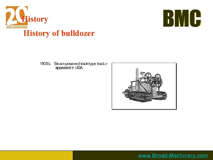 History of bulldozer BMC www. Broad-Machinery. com 