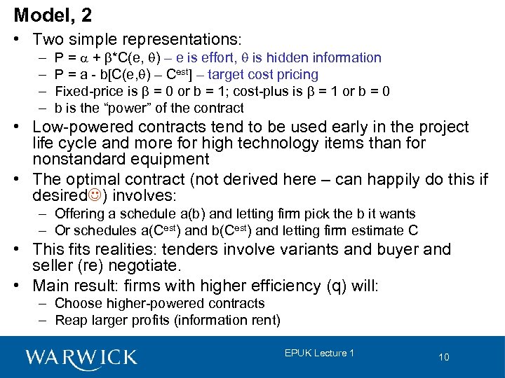 Model, 2 • Two simple representations: – – P = a + b*C(e, q)