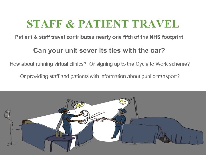 STAFF & PATIENT TRAVEL Patient & staff travel contributes nearly one fifth of the