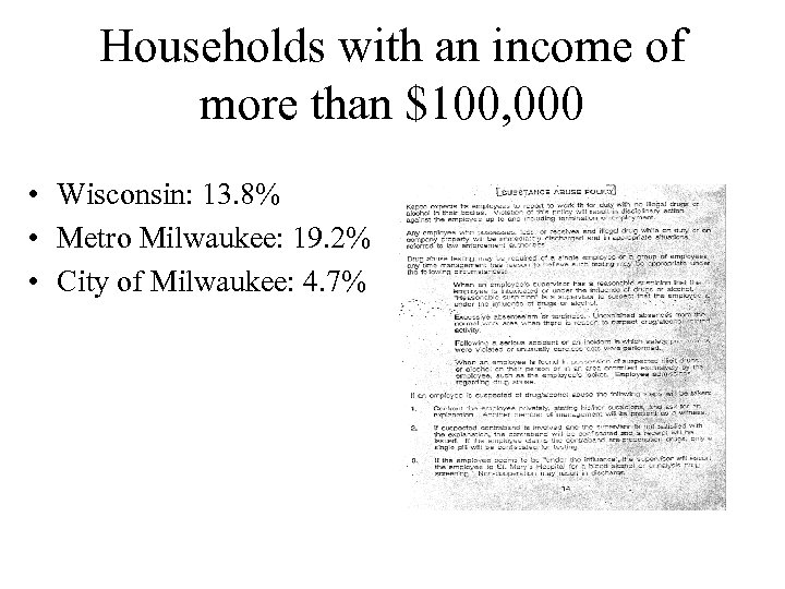 Households with an income of more than $100, 000 • Wisconsin: 13. 8% •