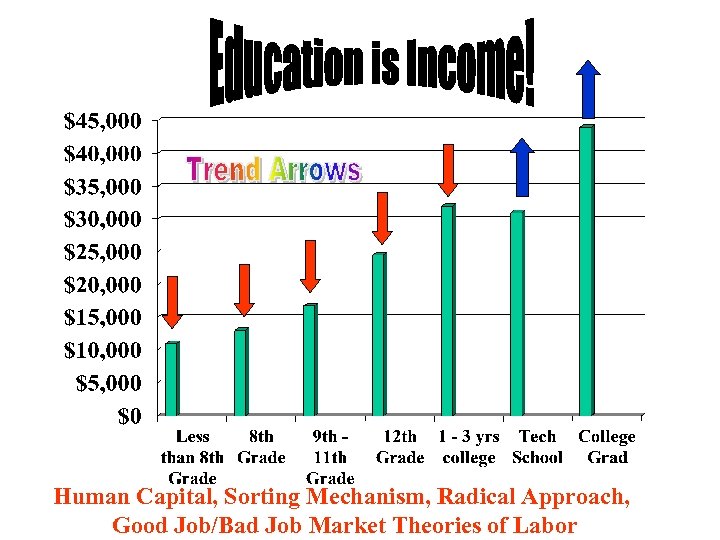 Human Capital, Sorting Mechanism, Radical Approach, Good Job/Bad Job Market Theories of Labor 