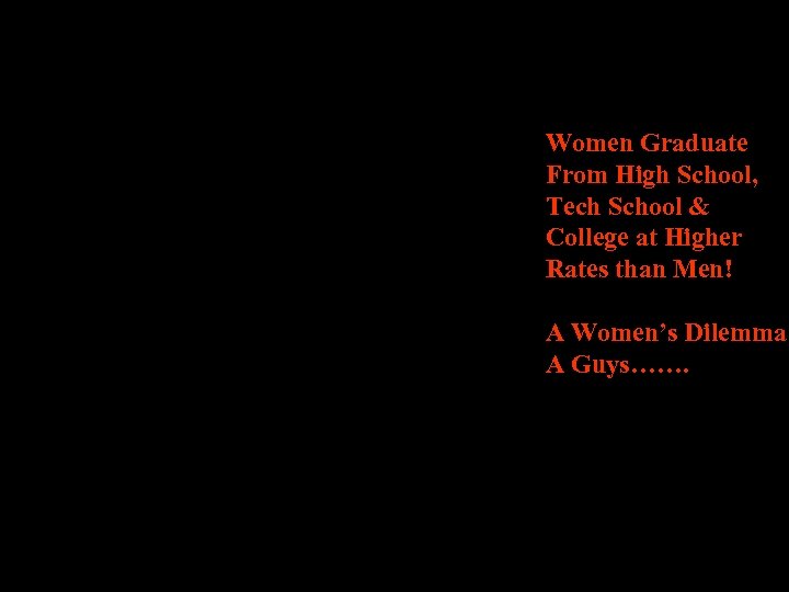 Women Graduate From High School, Tech School & College at Higher Rates than Men!