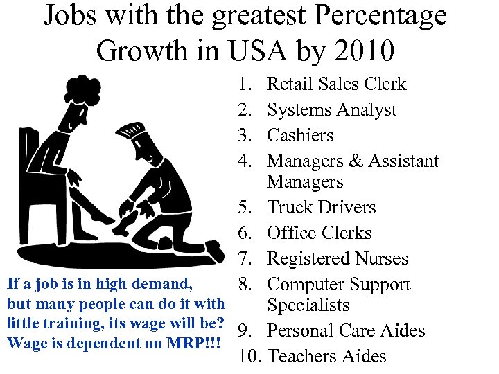 Jobs with the greatest Percentage Growth in USA by 2010 1. 2. 3. 4.