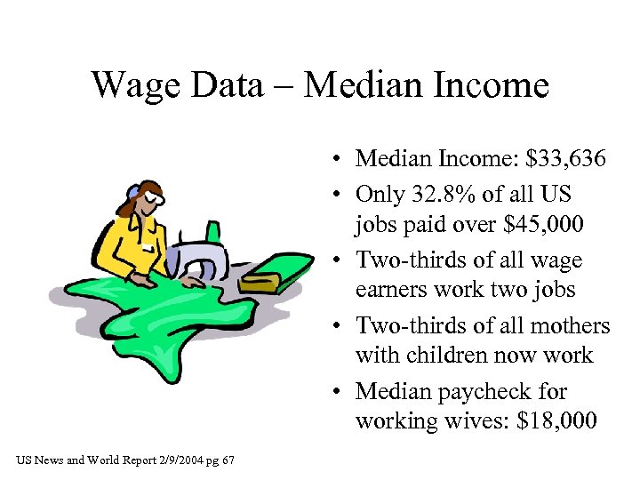 Wage Data – Median Income • Median Income: $33, 636 • Only 32. 8%