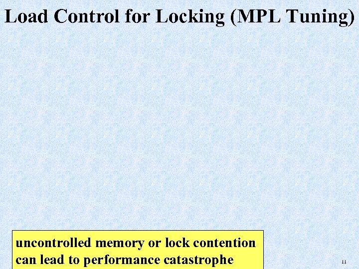 Load Control for Locking (MPL Tuning) uncontrolled memory or lock contention can lead to