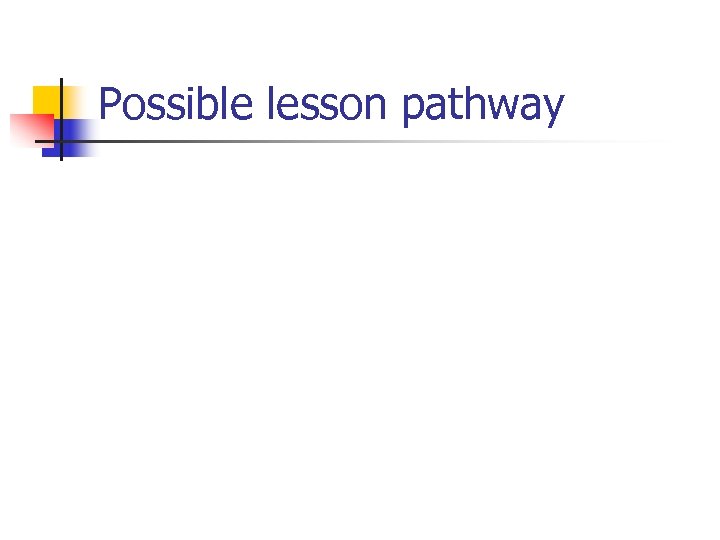 Possible lesson pathway 