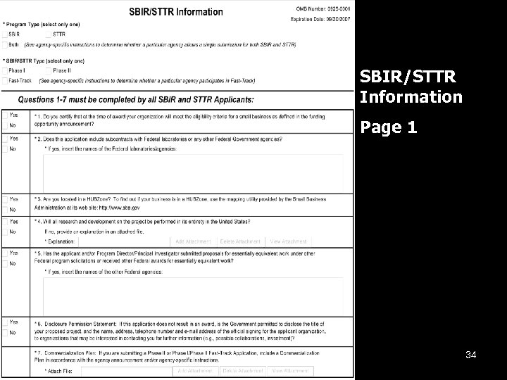 SBIR/STTR Information Page 1 34 