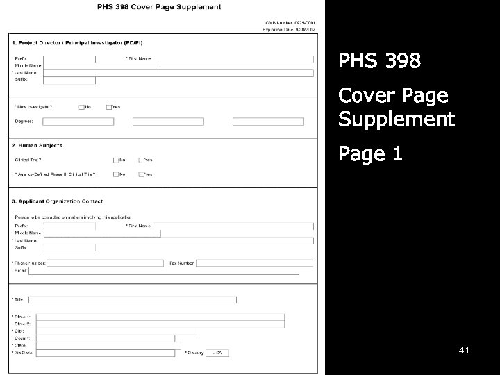 PHS 398 Cover Page Supplement Page 1 41 