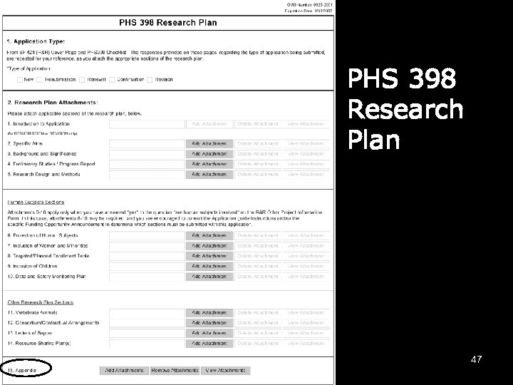 PHS 398 Research Plan 47 