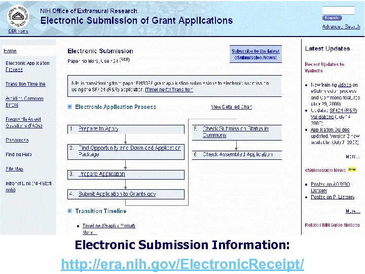 Electronic Submission Information: http: //era. nih. gov/Electronic. Receipt/ 77 