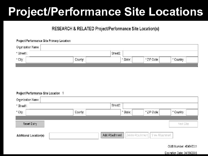 Project/Performance Site Locations 8 