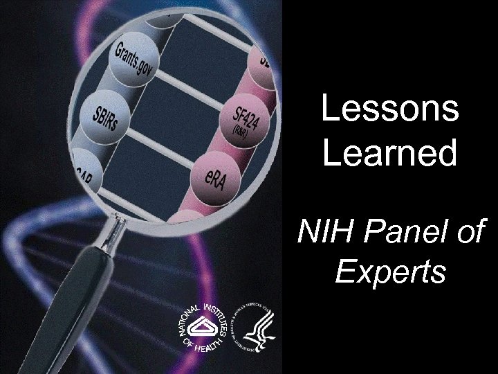 Lessons Learned NIH Panel of Experts 