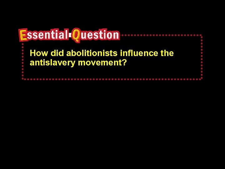 How did abolitionists influence the antislavery movement? 