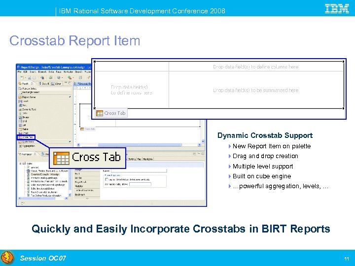 IBM Rational Software Development Conference 2008 Crosstab Report Item Dynamic Crosstab Support 4 New