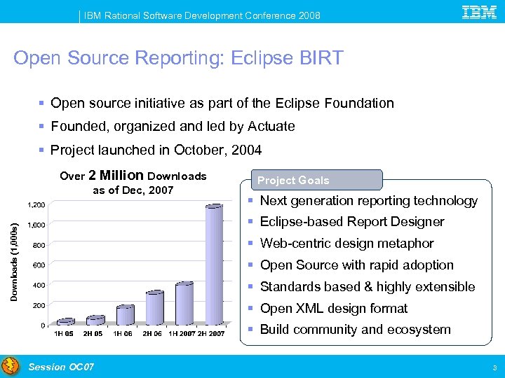 IBM Rational Software Development Conference 2008 Open Source Reporting: Eclipse BIRT § Open source
