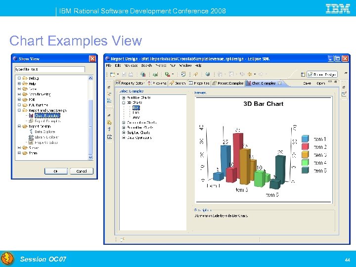 IBM Rational Software Development Conference 2008 Chart Examples View Session OC 07 44 