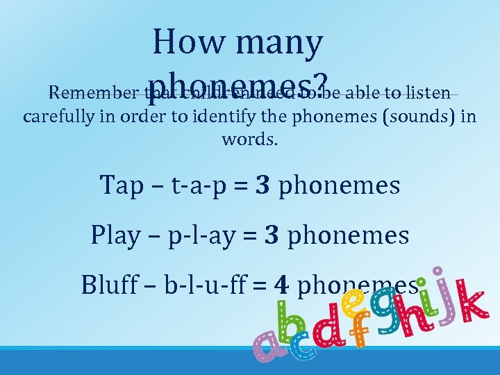 How many phonemes? Remember that children need to be able to listen carefully in