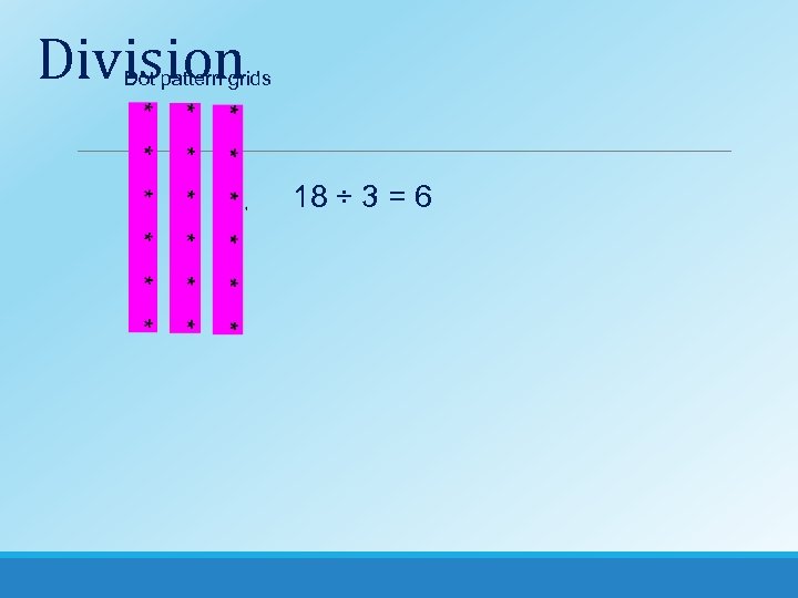 Division Dot pattern grids 18 ÷ 3 = 6 