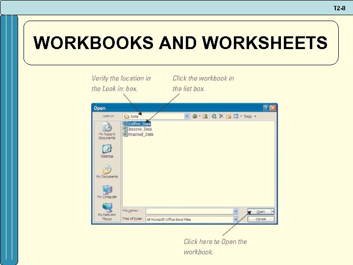 T 2 -8 WORKBOOKS AND WORKSHEETS 