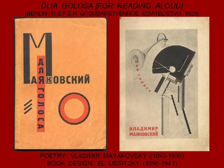 DLIA GOLOSA [FOR READING ALOUD] [BERLIN: R. S. F. S. R. GOSUDARSTVENNOE IZDATEL’STVO, 1923]