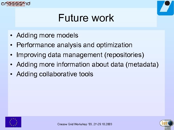 Future work • • • Adding more models Performance analysis and optimization Improving data