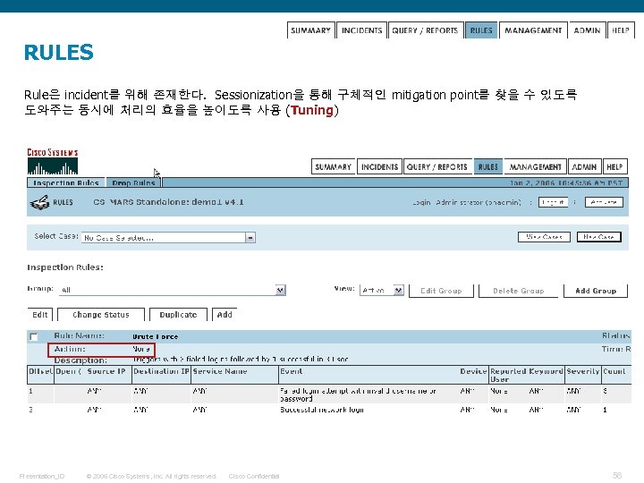 RULES Rule은 incident를 위해 존재한다. Sessionization을 통해 구체적인 mitigation point를 찾을 수 있도록 도와주는