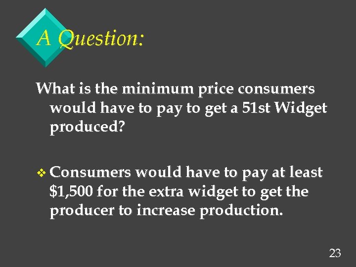 A Question: What is the minimum price consumers would have to pay to get
