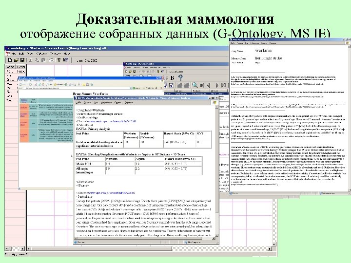 Доказательная маммология отображение собранных данных (G-Ontology, MS IE) 