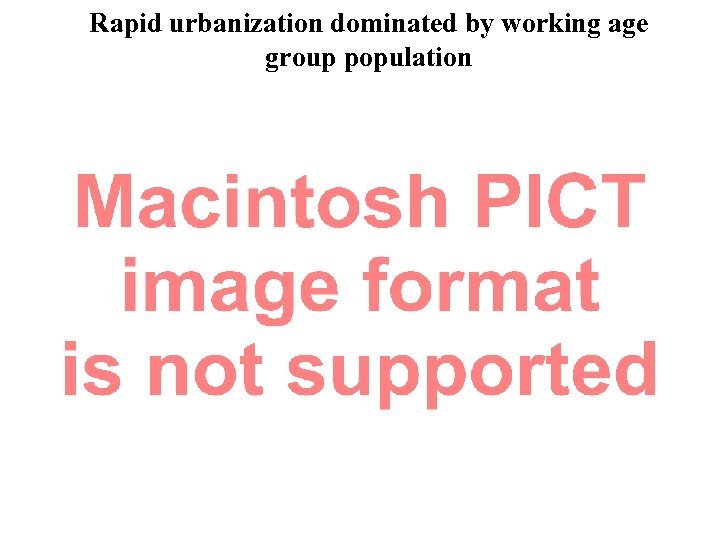 Rapid urbanization dominated by working age group population 