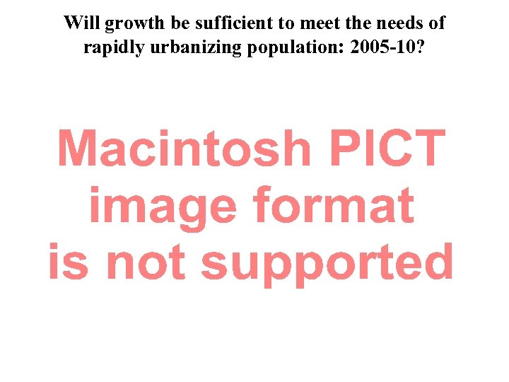 Will growth be sufficient to meet the needs of rapidly urbanizing population: 2005 -10?